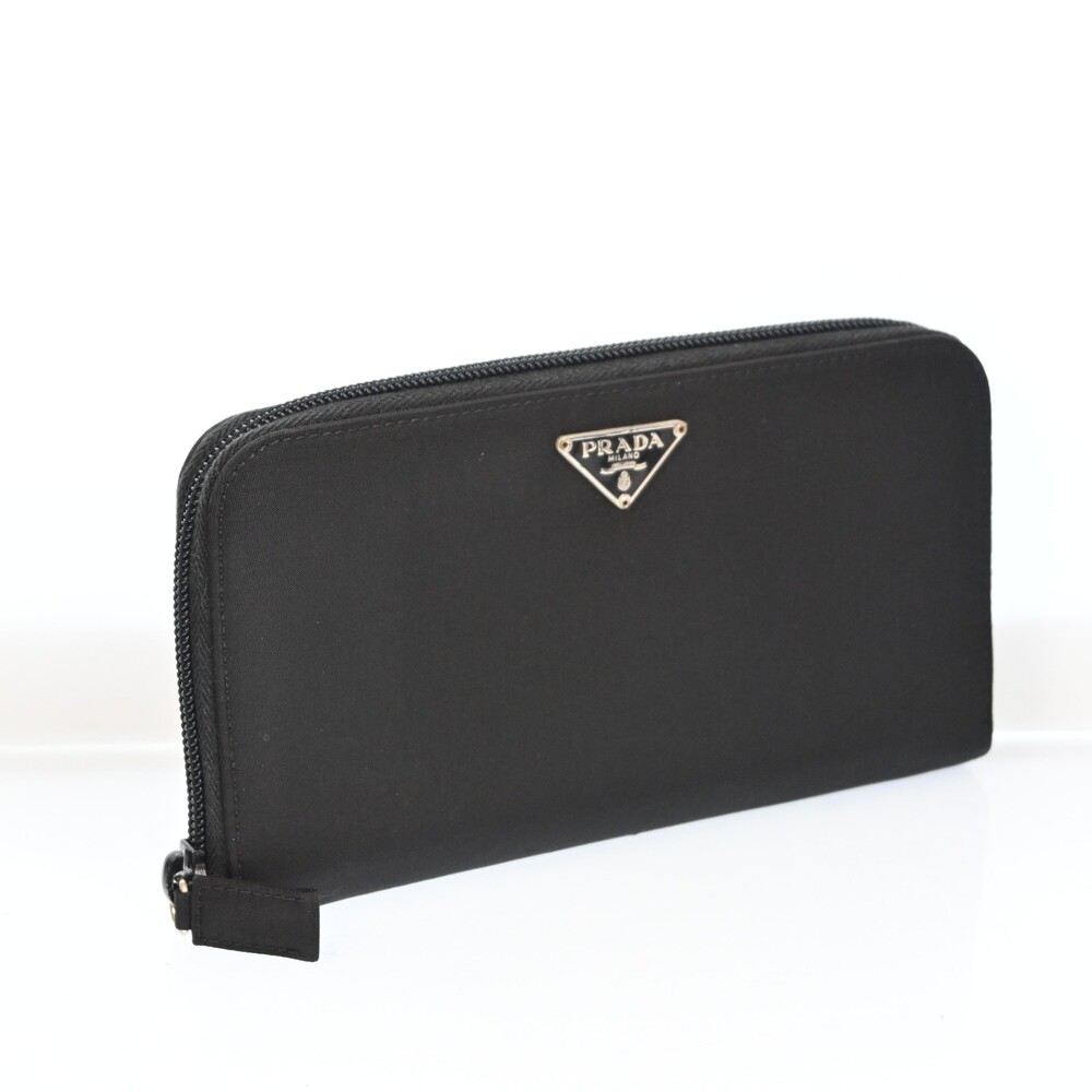 Auth Prada Logos Nylon Round Zippy #259310P17B